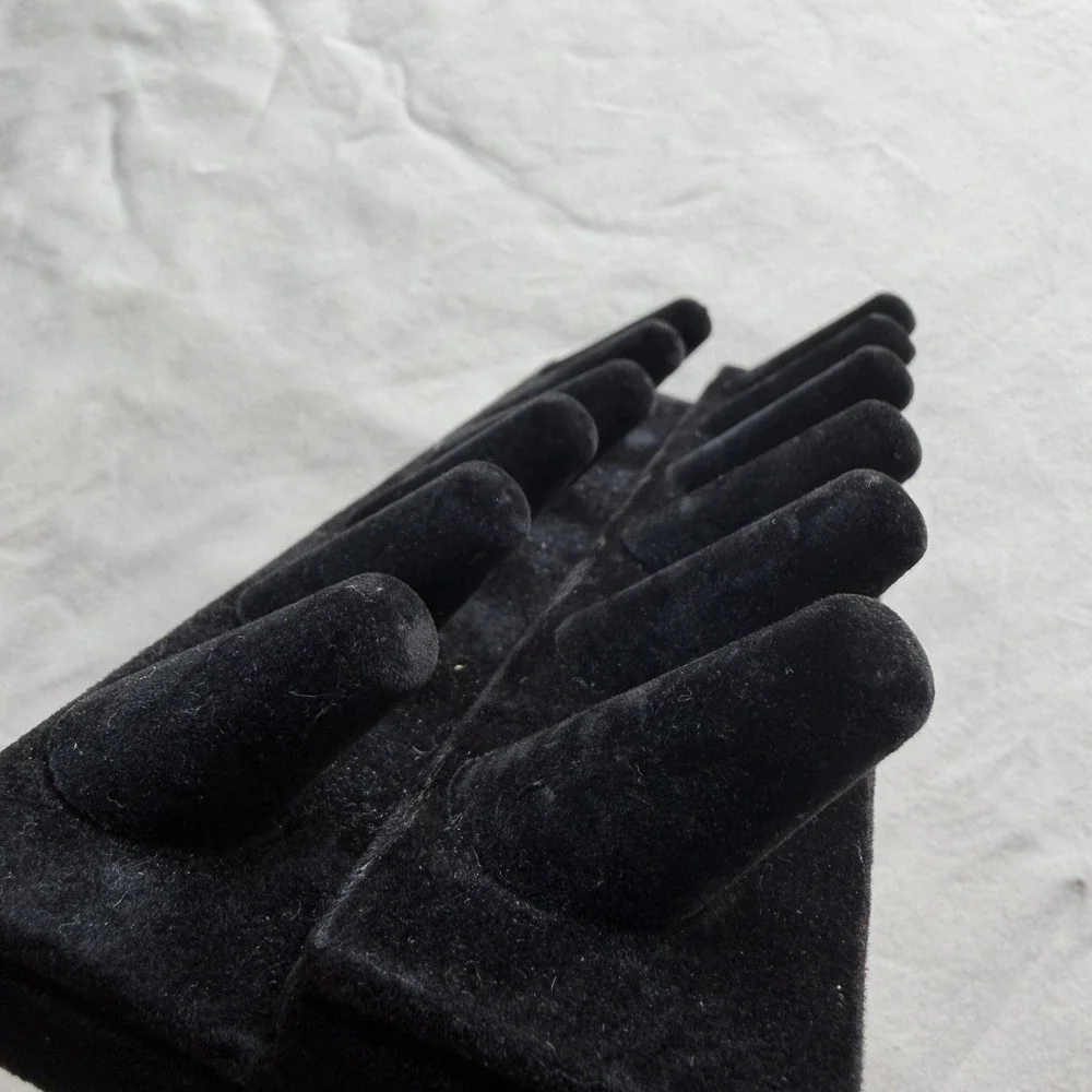 Jewelry Display Set Black Metal Earring Stand Wood Base & Velvet 12 Ring Tray